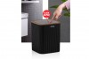 Striped Trash Can Wooden - Black