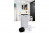 Striped Square Toilet Brush & Holder Chrome - White