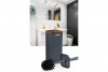 Striped Square Toilet Brush & Holder Wooden - Anthracite