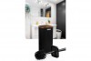 Striped Square Toilet Brush & Holder Wooden - Black