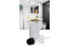 Striped Square Toilet Brush & Holder Gold - White