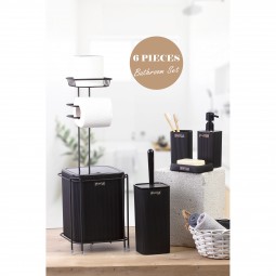 Replacement Square WC Paper Holder / Black 6-Piece Mina Bathroom Set / Black