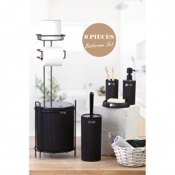 Replacement Round WC Paper Holder / Black 6-Piece Mina Bathroom Set / Black