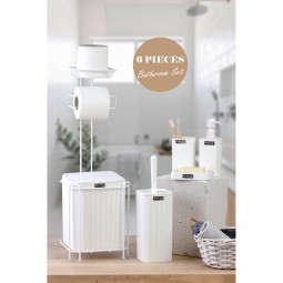 Square WC Stand/6 Pcs White Bathroom Set/White