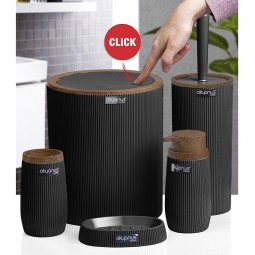 Bella Bathroom Set (5 Pcs) Wooden - Black