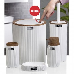 Bella Bathroom Set (5 Pcs) Wooden - White