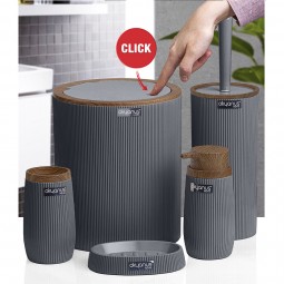Bella Bathroom Set (5 Pcs) Wooden - Anthracite