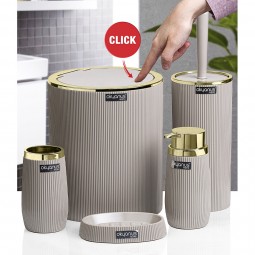 Bella Bathroom Set (5 Pcs) Gold - Brown
