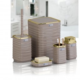 Luna Square 5 PCS Bathroom Set/Gold-Brown