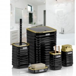 Luna Square 5 PCS Bathroom Set/Gold-Black
