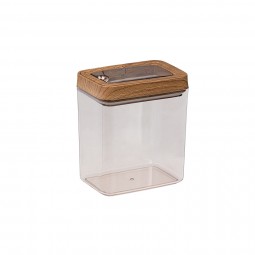 Vacuum Rectangle Storage Jar No:2  Wooden - (2100 ML)