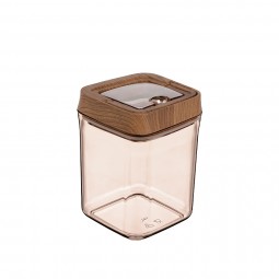 Vacuum Square Storage Jar No:3 Wooden - (900 ML)