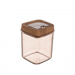 Vacuum Square Storage Jar No:3 Wooden - (900 ML)