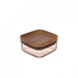 Practical Square Storage Jar No:1 Wooden - (250 ML)