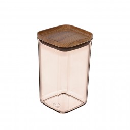 Practical Square Storage Jar No:4 Wooden - (1200 ML)