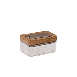 Vacuum Rectangle Storage Jar No:1  Wooden - (700 ML)