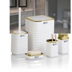 Luna Square 5 PCS Bathroom Set/Gold-White