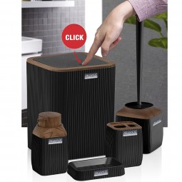 Diva Bathroom Set (5 Pcs) Wooden - Black