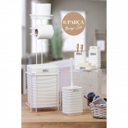 Spare Square Toilet Paper Holder Luna Bathroom Set with White 6 Pieces