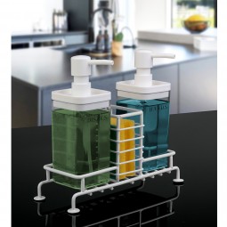 Double Transparent Soap Dispenser With Stand / White