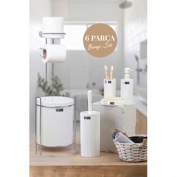 Replacement Round WC Paper Holder / White-Chrome 6-Piece Mina Bathroom Set / White