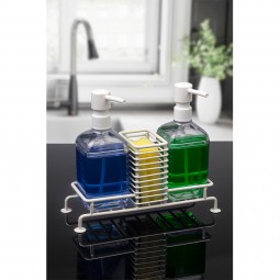 Double Transparent Soap Dispenser With Stand / Off - White