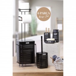 Spare Square Toilet Paper Holder / Black Luna Bathroom Set with 6 Pieces