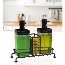 Double Anthracite Soap Dispenser With Stand / Black