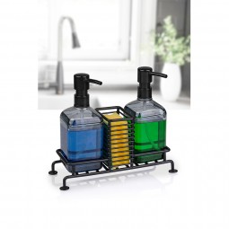 Double Anthracite Soap Dispenser With Stand / Black