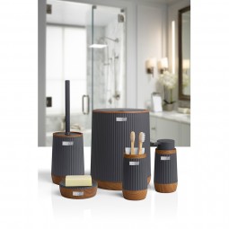 Nida Bathroom Set (5 pcs) Wooden / Anthracite