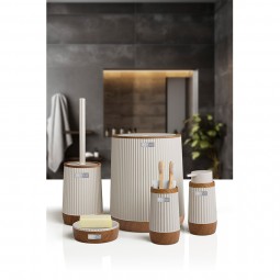 Nida Bathroom Set (5 pcs) Wooden / Beige