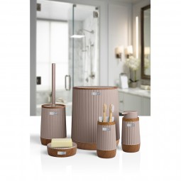 Nida Bathroom Set (5 pcs) Wooden / Brown