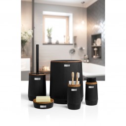 Nida Bathroom Set (5 pcs) Wooden Accessory  / Black