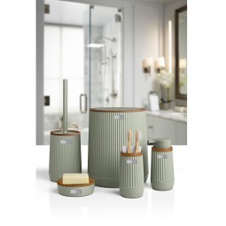 Nida Bathroom Set (5 pcs) Wooden Accessory / Green