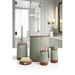 Nida Bathroom Set (5 pcs) Wooden / Green