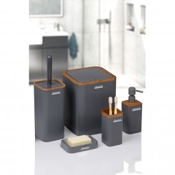 Mina Square  5 Pcs Bathroom Set - Wooden /Anthracite