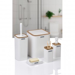 Mina Square 5 Pcs Bathroom Set / Wood Look / White