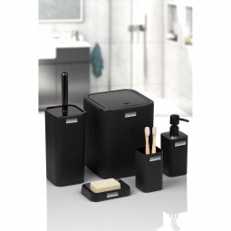 Mina Square 5 Pcs Bathroom Set / Black