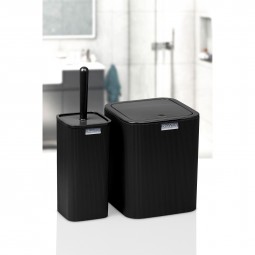 Mina Square Striped 2-piece Bathroom Set / Black (Toilet Bucket And Brush)