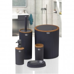 Mina  Round  5 Pcs Bathroom Set - Wooden /Anthracite