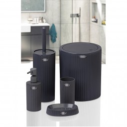 Round Striped 5-piece Bathroom Set Anthracite