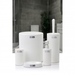 Round Striped 5-piece Bathroom Set White