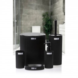 Round Striped 5-piece Bathroom Set Black