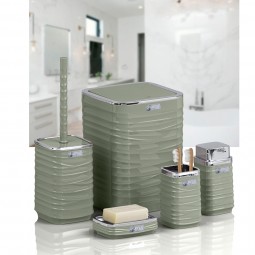 Luna Square 5 PCS Bathroom Set / Chrome / Green