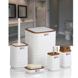 Luna 5 PCS Bathroom Set/Wooden-White