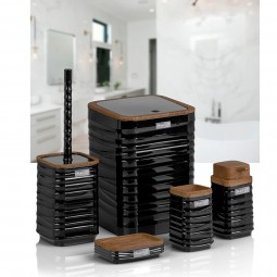 Luna 5 PCS Bathroom Set/Wooden-Black