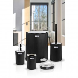Coliseum 5 Pcs Bathroom Set Chrome - Black