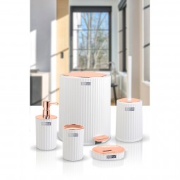 Coliseum 5 Pcs Bathroom Set Rose Gold - White