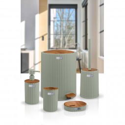 Coliseum 5 Pcs Bathroom Set / Wood / Green