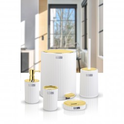 Coliseum 5 Pcs Bathroom Set  Gold - White